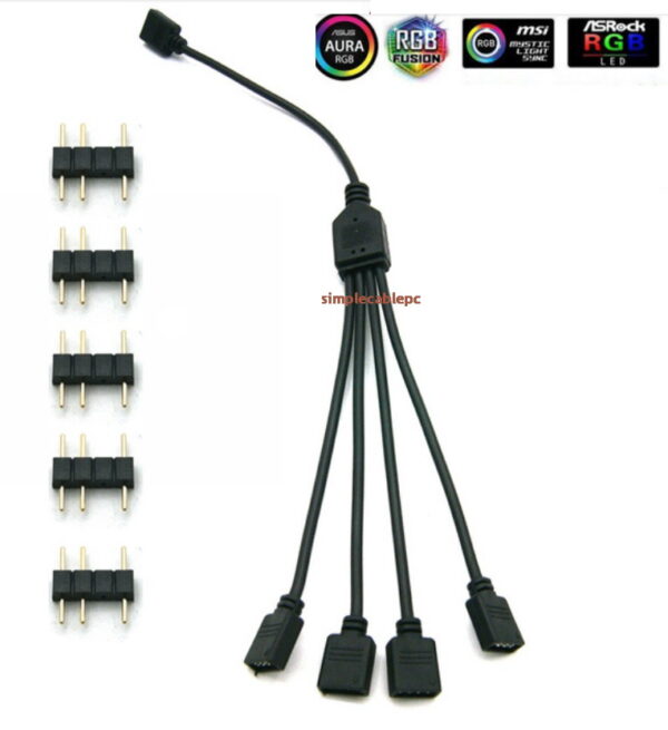 Cable Rgb Splitter 3 Pines - 5v Cable Argb 4 Vias - Imagen 3