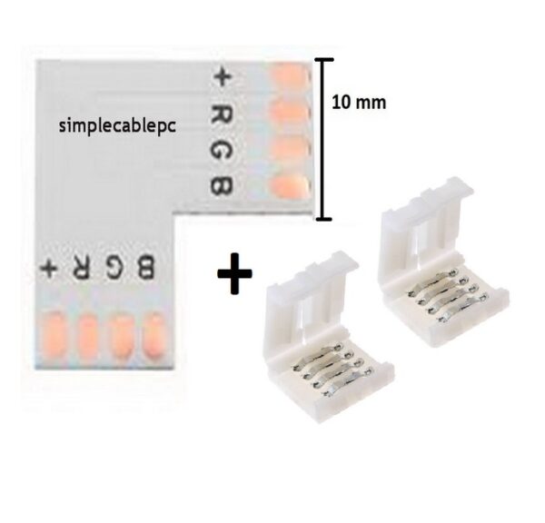 Conector Rgb L 10mm 4 Pin Cinta/tira Led + Conector Presión