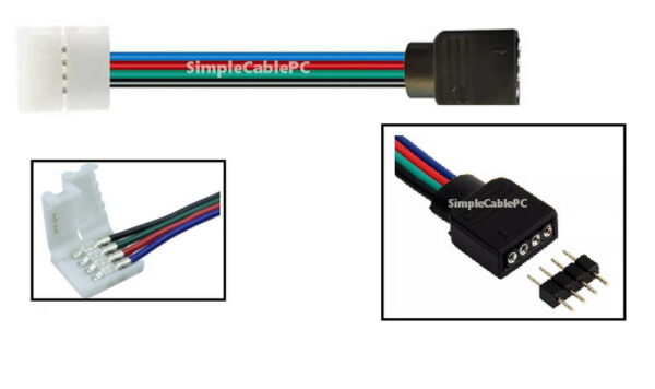 Conector Cable Rgb 4 Pin Hembra Y Conector Presión Cinta Led
