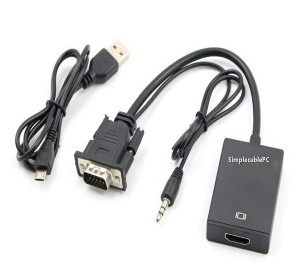 Convertidor Vga a Hdmi - Vga Macho a Hdmi Hembra con Audio