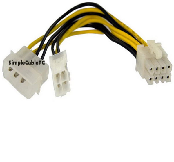 Cable Atx 4 Pin Y Molex A 8 Pin Eps 12v Para Motherboard Cpu