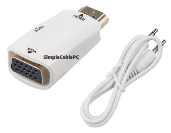 Convertidor Hdmi a Vga - Adaptador Hdmi a Vga + Cable Audio