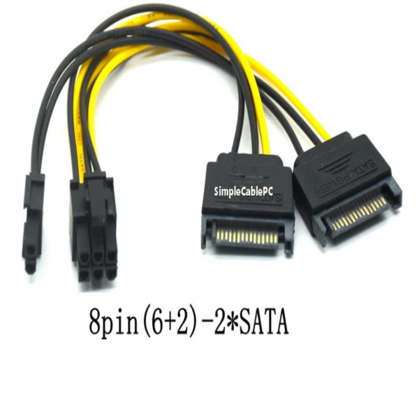 Cable Sata A 6 Pines - 8 Pines - 6+2 Tarjeta Grafica