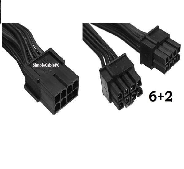 Cable 8 Pines Hembra a 2x 6+2 Tarjetas Video Grafica