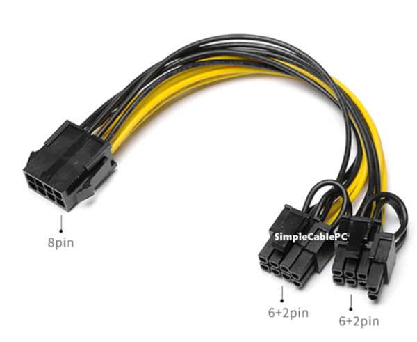 Cable De 8 Pines Hembra A 2x 6+2 Pines Tarjeta Video Grafica
