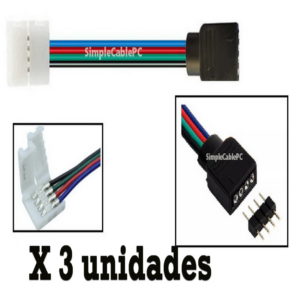 Conector Cable Rgb 4 Pin Hembra Y Conector Presión Cinta Led x3