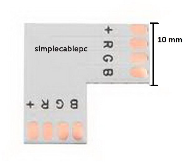Conector Rgb En L 10mm 4 Pin Para Cinta Led/ Tira Led