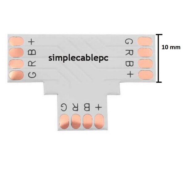 Conector Rgb En T 10mm 4 Pin Para Cinta Led/ Tira Led