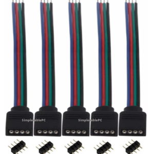 Cable Conector Rgb Hembra Cinta Led 4 Pin Conector x5