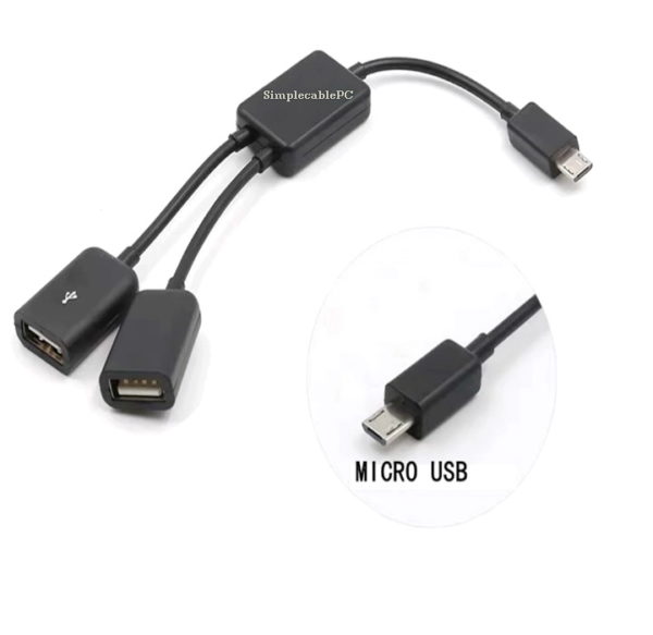 Hub Micro Usb - Otg- a 2 Puertos Usb Celular, Tableta, Pc