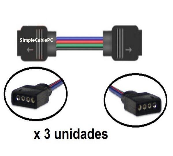 Cable Rgb 4 Pines Hembra Ambos Lados Conector x3