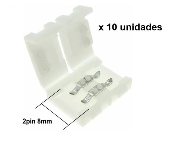 Conector cinta 2 Pines Presión 8mm Tira Led 2835 3528