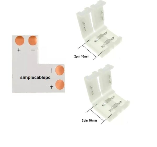 Conector L 10mm 2 Pin Cinta/tira Led 5050 5630+ Conector Presión