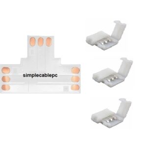 Conector Argb T 10mm 3 Pin Cinta iluminacion Led + Conector Presión
